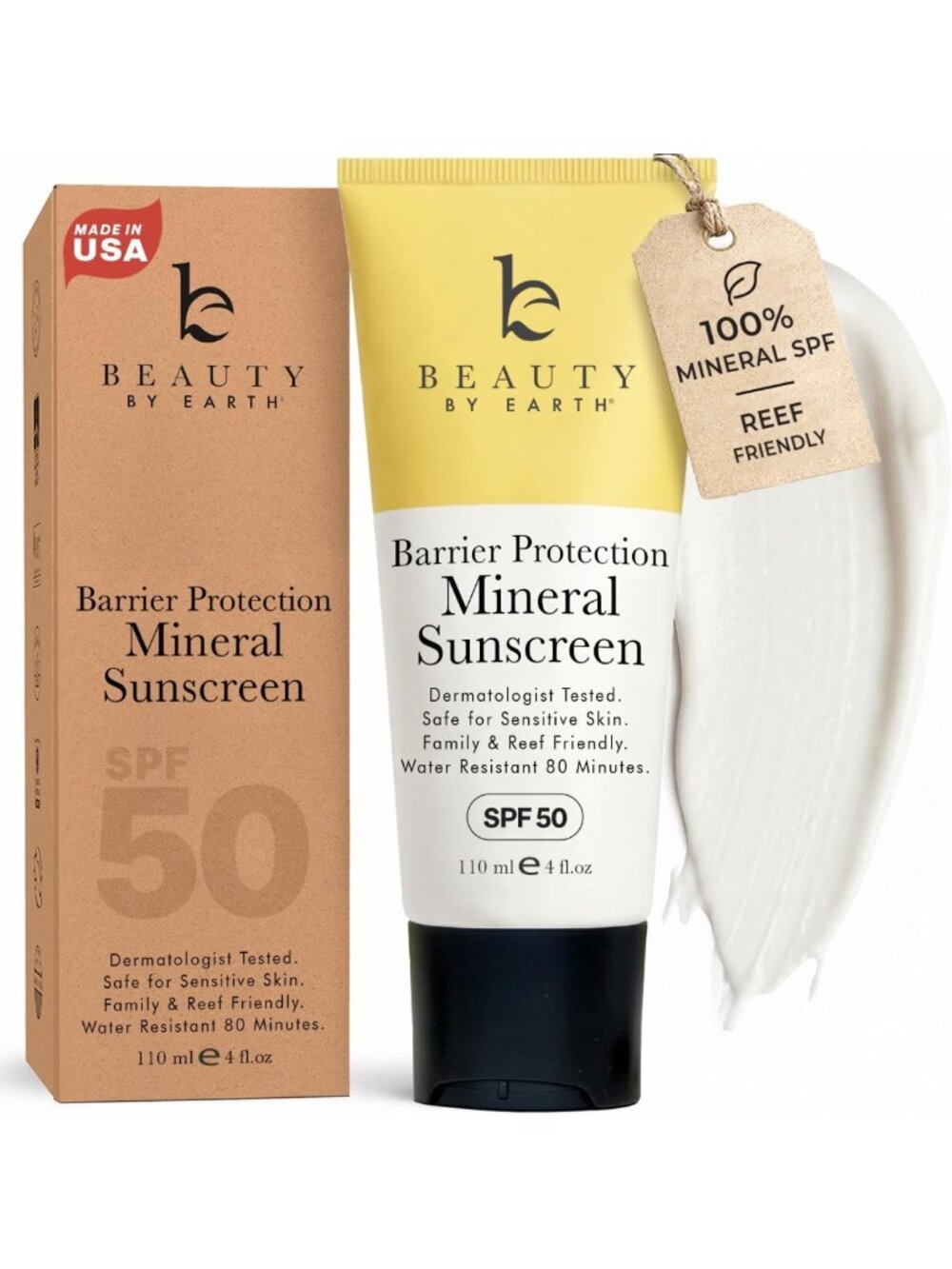 SPF 50 Mineral Zinc Oxide Sunscreen - Reef Safe, Organic, Non-Toxic for Kids